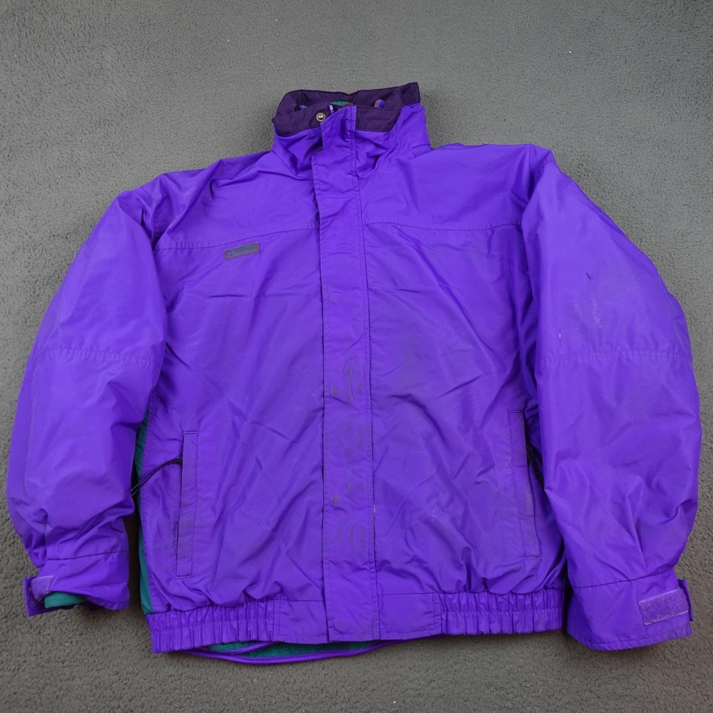 Vintage Columbia Jacket Mens Large Purple Teal Bugaboo Fleece Lined Nylon 90s - Picture 1 of 15